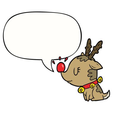 karikatür noel geyiği ve konuşma balonu