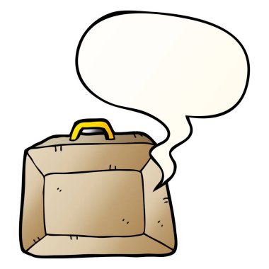 düzgün degrade st karikatür bütçe evrak çantası ve konuşma balonu