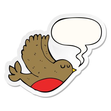 karikatür uçan kuş ve konuşma kabarcık etiket