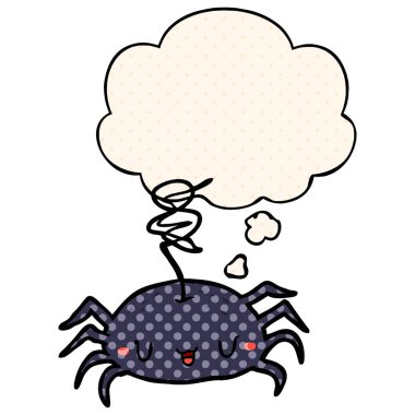 çizgi film örümceği ve çizgi roman tarzında düşünce balonu