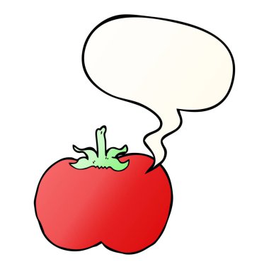 düzgün degrade tarzında karikatür domates ve konuşma balonu