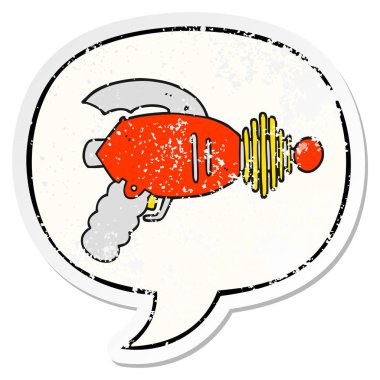 karikatür ışın silah ve konuşma balonu sıkıntılı etiket