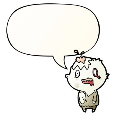 düzgün degrade tarzında karikatür zombi ve konuşma balonu