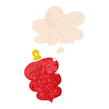 retro dokulu st karikatür noel bauble ve düşünce balonu