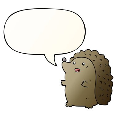 düzgün degrade stil karikatür mutlu kirpi ve konuşma balonu