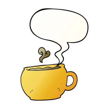 karikatür kahve fincanı ve konuşma balonu pürüzsüz degrade tarzında