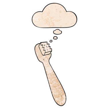 karikatür diş fırçası ve grunge doku desen düşünce kabarcık 