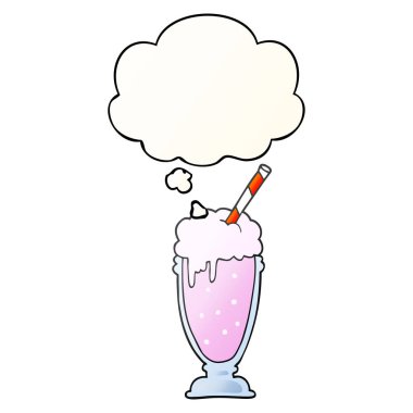 karikatür milkshake ve pürüzsüz degrade tarzında düşünce balonu