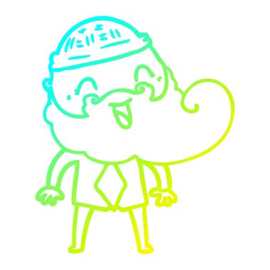 soğuk degrade çizgi çizim mutlu sakallı adam