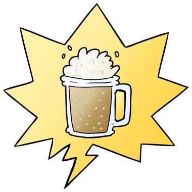 pürüzsüz degrade tarzında bira ve konuşma balonu karikatür pint