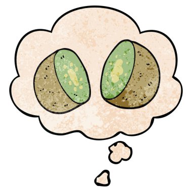 karikatür kivi ve grunge doku desen tarzı nda düşünce kabarcığı