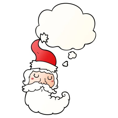 karikatür santa yüz ve pürüzsüz degrade tarzında kabarcık düşünce