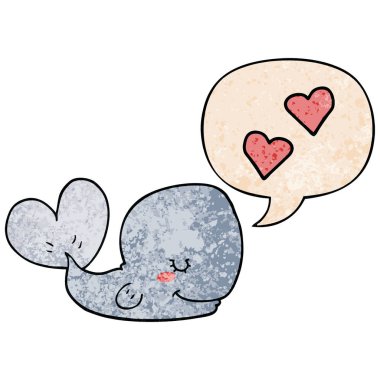 retro doku tarzında aşk ve konuşma balonu karikatür balina