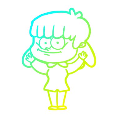 soğuk degrade çizgi çizim karikatür gülümseyen kadın