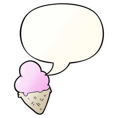 karikatür dondurma ve pürüzsüz degrade tarzında konuşma balonu