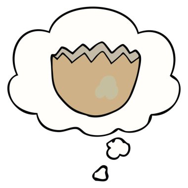 karikatür yumurta kabuğu ve düşünce balonu kırık
