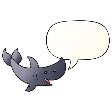 düzgün degrade tarzında karikatür köpekbalığı ve konuşma balonu