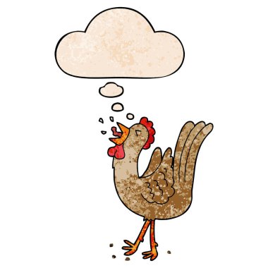 karikatür ötme horoz ve grunge doku pa düşünce balonu