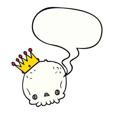 karikatür kafatası ve taç ve konuşma balonu