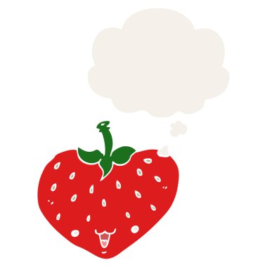 karikatür çilek ve retro tarzında düşünce balonu