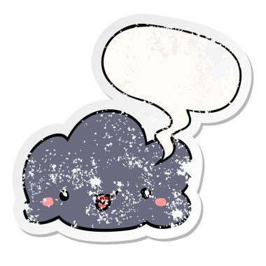 sevimli karikatür bulut ve konuşma balonu sıkıntılı etiket