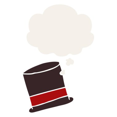 retro tarzında karikatür şapka ve düşünce balonu