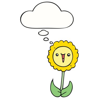 karikatür çiçek ve düşünce balonu