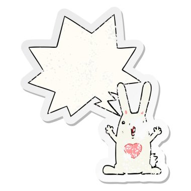 aşk ve konuşma balonu sıkıntılı etiket karikatür tavşan