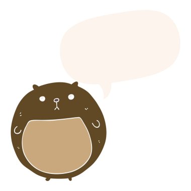 retro tarzında karikatür ayı ve konuşma balonu