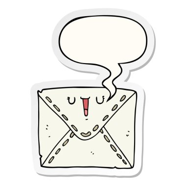 karikatür zarf ve konuşma balonu etiket