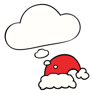 karikatür noel şapka ve düşünce balonu