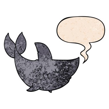 retro doku tarzında karikatür köpekbalığı ve konuşma balonu