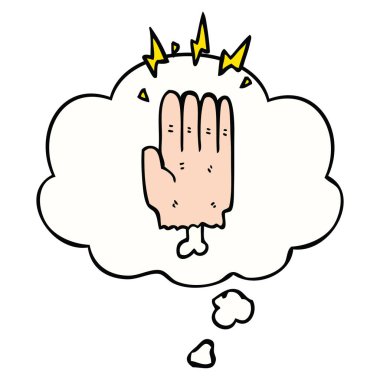 karikatür sihirli halloween zombi el ve düşünce balonu