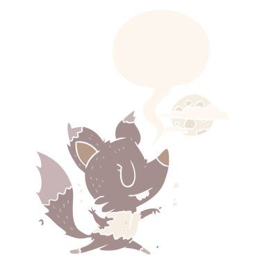 karikatür halloween werewolf ay ışığı ve konuşma bubb değişen