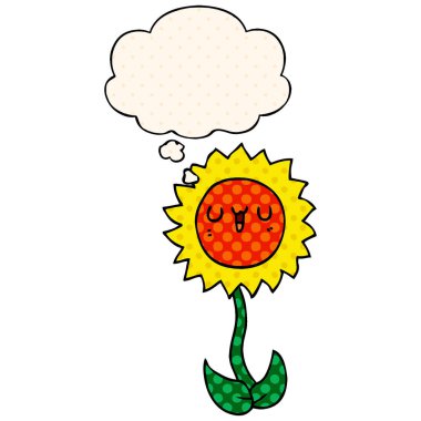 çizgi film çiçek ve çizgi roman tarzında düşünce balonu