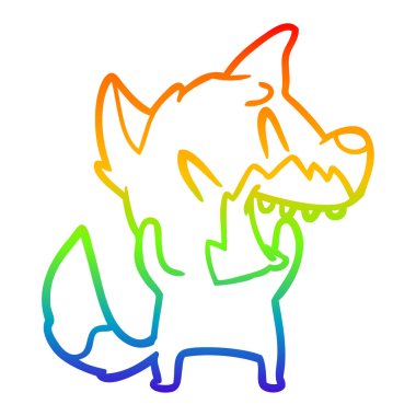 gökkuşağı degrade çizgi çizim gülen tilki karikatür