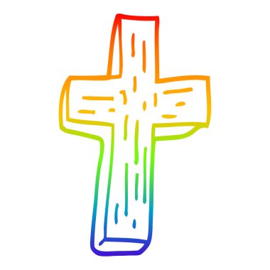 gökkuşağı gradyan çizgi çizim karikatür ahşap haç