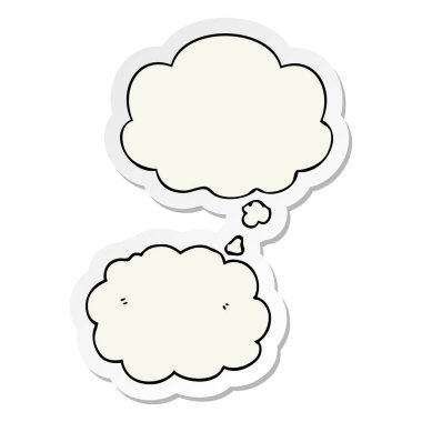 karikatür bulut ve basılı bir etiket olarak düşünce balonu