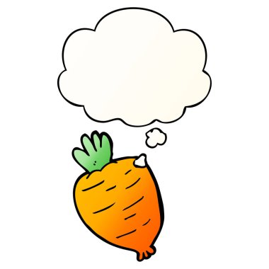 düzgün degrade sty karikatür kök sebze ve düşünce balonu