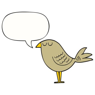 karikatür kuş ve konuşma balonu