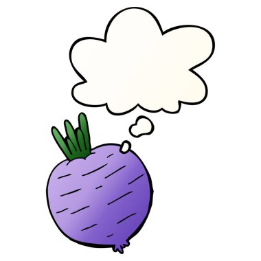 çizgi film sebze ve pürüzsüz degrade tarzında düşünce balonu