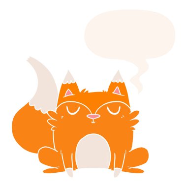 retro tarzında karikatür tilki ve konuşma balonu