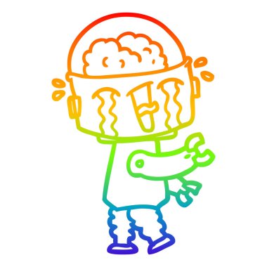 gökkuşağı gradyan çizgi çizim karikatür ağlayan robot