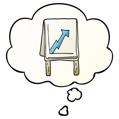 düz g ok ve düşünce balonu ile karikatür iş grafiği