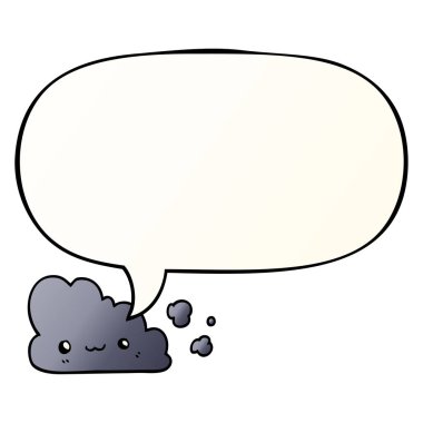 pürüzsüz degrade tarzında sevimli karikatür bulut ve konuşma balonu