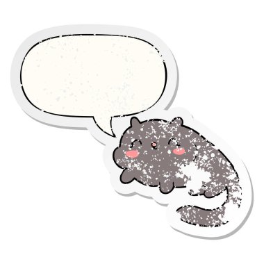 karikatür kedi ve konuşma balonu sıkıntılı etiket