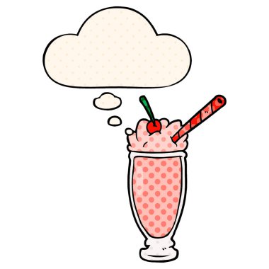 çizgi film milkshake ve çizgi roman tarzında düşünce balonu