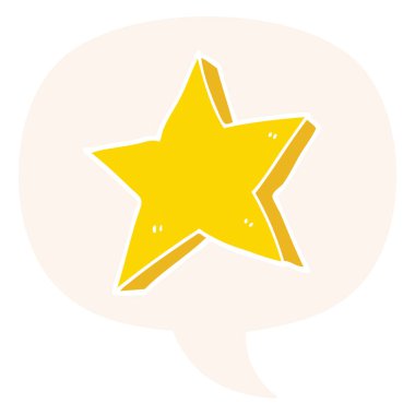 retro tarzında karikatür yıldızı ve konuşma balonu