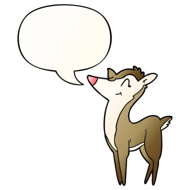 düzgün degrade tarzında karikatür geyik ve konuşma balonu