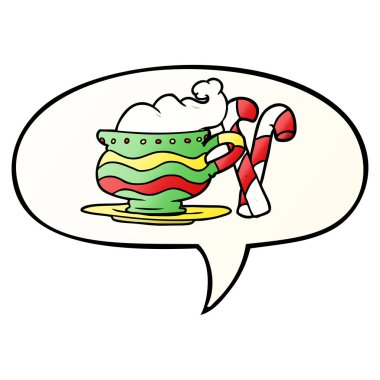 smo karikatür noel kakao ve şeker kamışı ve konuşma balonu